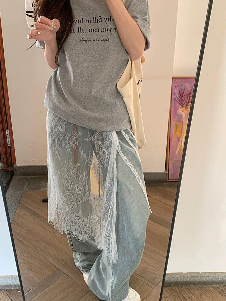 Вдохновленная знаменитостями многослойная миди-юбка из цветочного кружева с завязками и разрезом