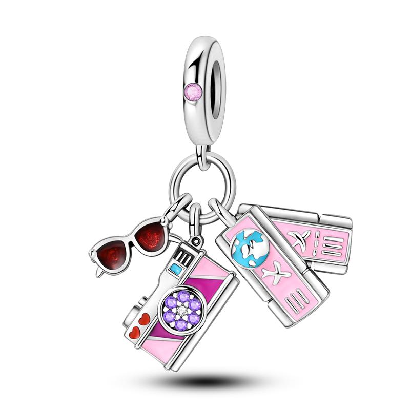 Fit Bracelet Charms Diy 925 Silver Travel Airplane Luggage Air Balloon Charm Beads Jewelry Gift