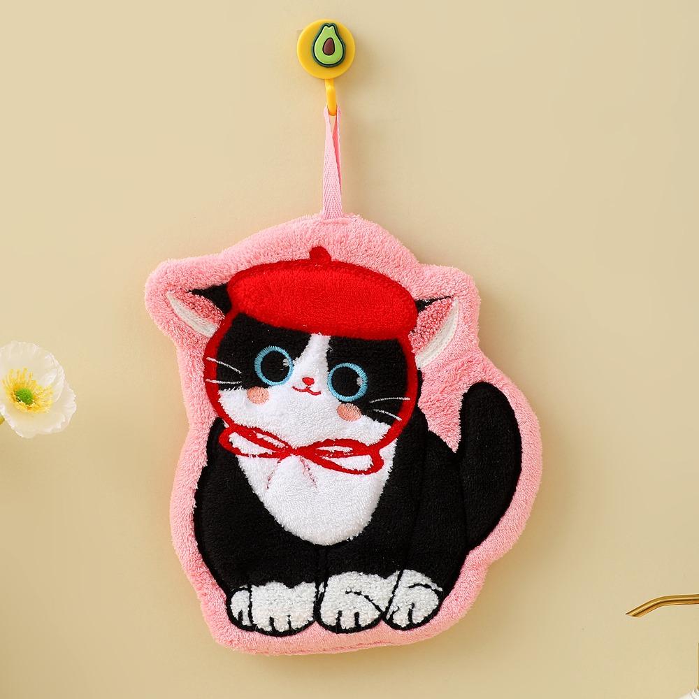 Coral Fleece Kitchen Toilet Handkerchief Cute Cat Bathroom Kerchief High Quality Washcloth