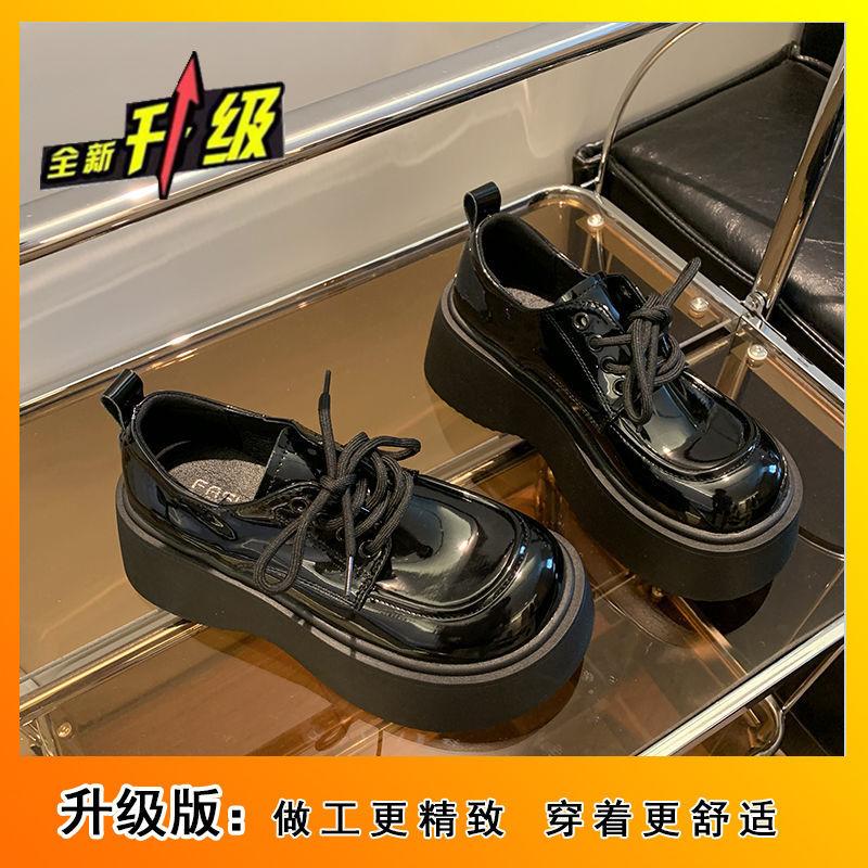 Маленькие туфли-муффины на платформе с большой головкой, женские универсальные кожаные туфли британского покроя, увеличивающие рост, одинарные туфли 2024 года, новинка лета