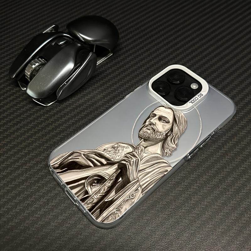 Чехол для телефона с узором Иисуса для iPhone 17 16 15 14 Plus 13 12 11 Pro Max Ретро Арт Дизайн Мягкий Ударопрочный Защитный Чехол