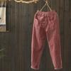 Women's Spring and Autumn Decorative Pockets Casual Corduroy Elastic Pants