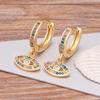 Trendy Bohemian Zircon Hollow Blue Evil Eye Hoop Earrings for Women Cute Unique Gold Color Crystal Drop Earrings Party Jewelry
