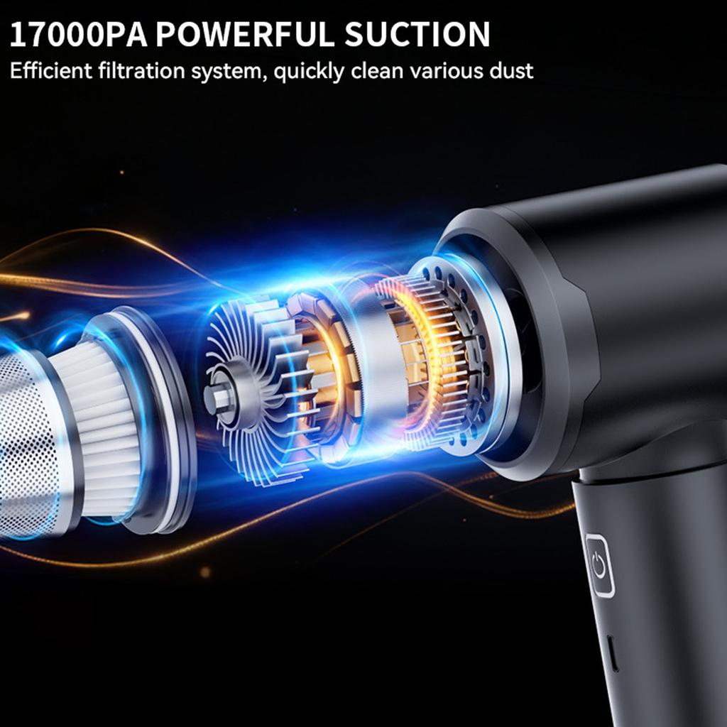 Ручной автомобильный пылесос, 15000 ПА Автомобильный пылесос, Высокомощный ручной пылесос Беспроводной перезаряжаемый С несколькими насадками, Портативный