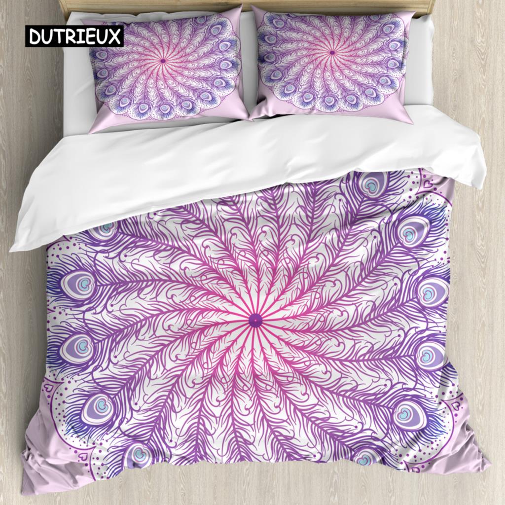 Комплект постельного белья Bohemian Mandala из 2/3 предметов, двуспальное, двуспальное, королевского размера, пододеяльник и наволочка, мягкое постельное белье