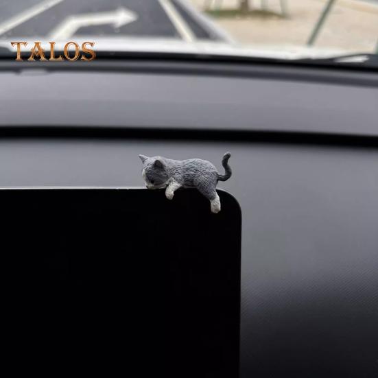 1/2/4Pcs Mini Cat Figurine Car Dashboard Central Control Display Screen Mount Sleeping Lying Sitting Kitten Statue Animal Sculpture Ornament