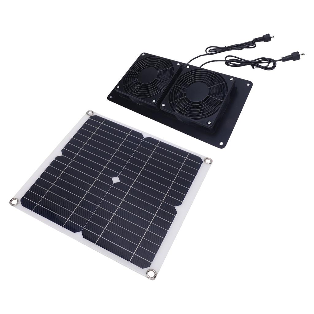 Solar Powered Exhaust Fan 12W 18V Monocrystalline Silicon Solar Panel Dual Fan Ventilator Kit for