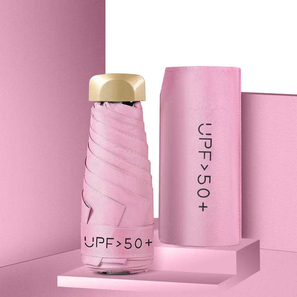 MIni Five-folding Sunny and Rainy Umbrella with Bag UV-proof and Rainy-proof Dual-use Umbrellas for Ladies Holiday Gift UPF 50+