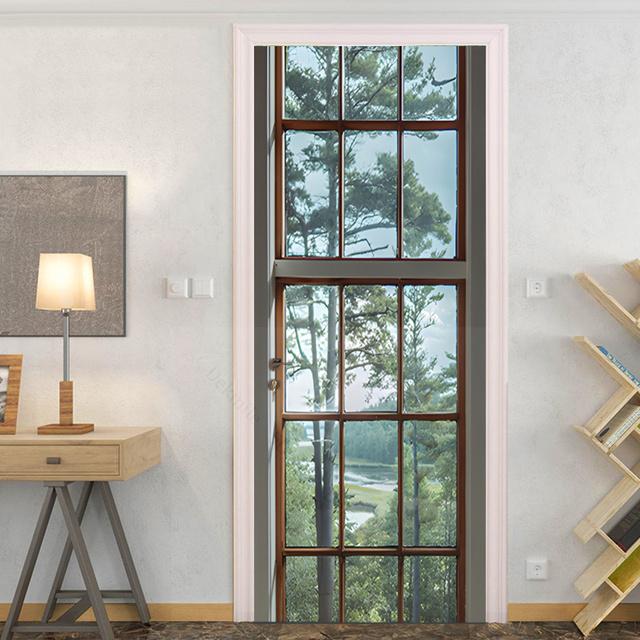 Glass Outside Landscape Door Stickers Muraux Home Wedding Decoration Wallpaper Poster Room Decor Aesthetic Bathroom
