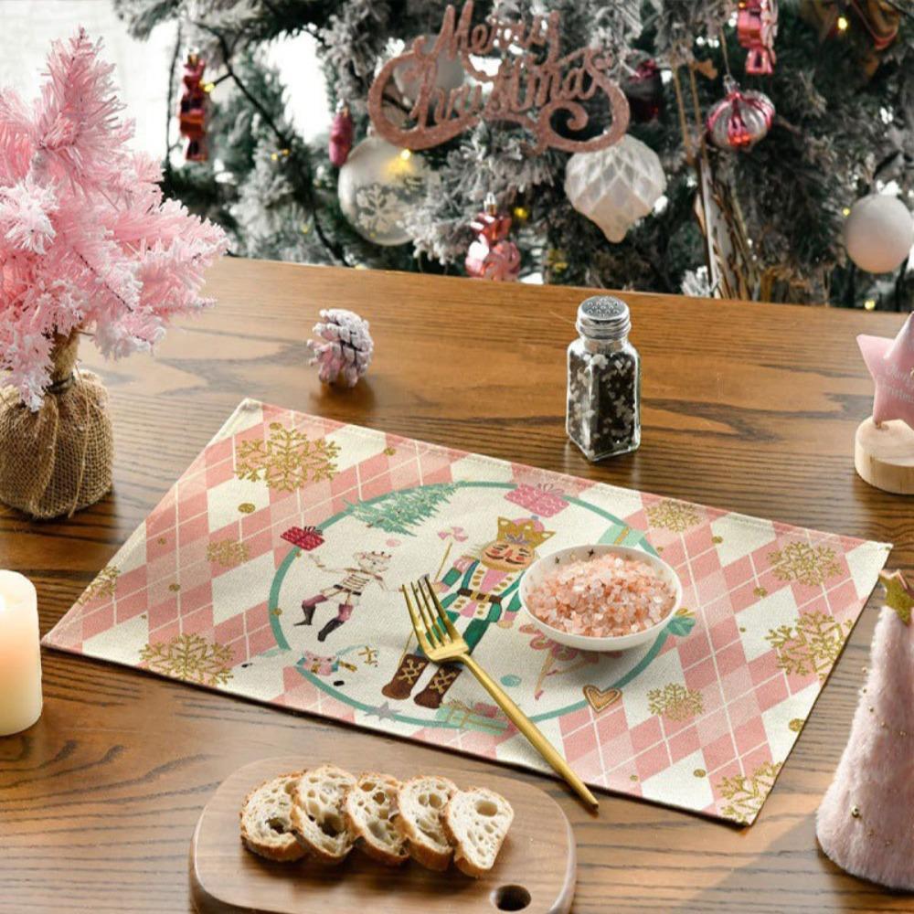 4pcs Rectangular Table Mat Non Slip Tableware Pad Dining Decoration Christmas Placemat Festival