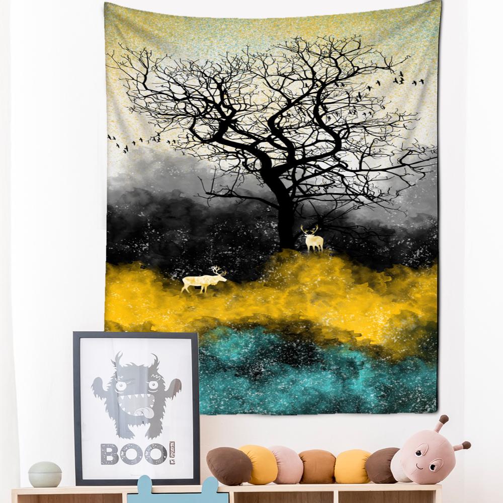 Неоновая картина, гобелен, настенный подвесной богемный стиль, Лось, кои, психоделическое колдовство, домашний декор для гостиной