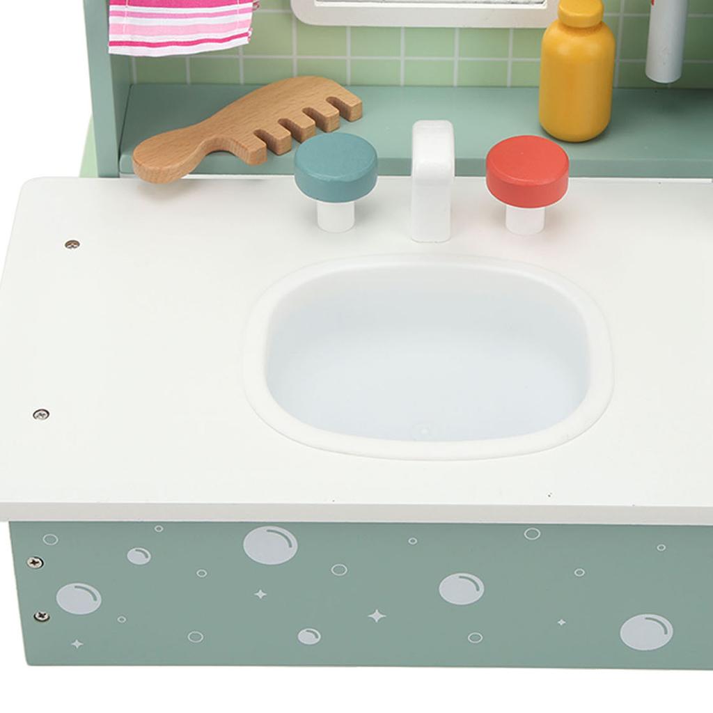Kids Bathroom Sink Toys with Beauty Accessories Wooden Simulation Educational Toddler Vanity Table