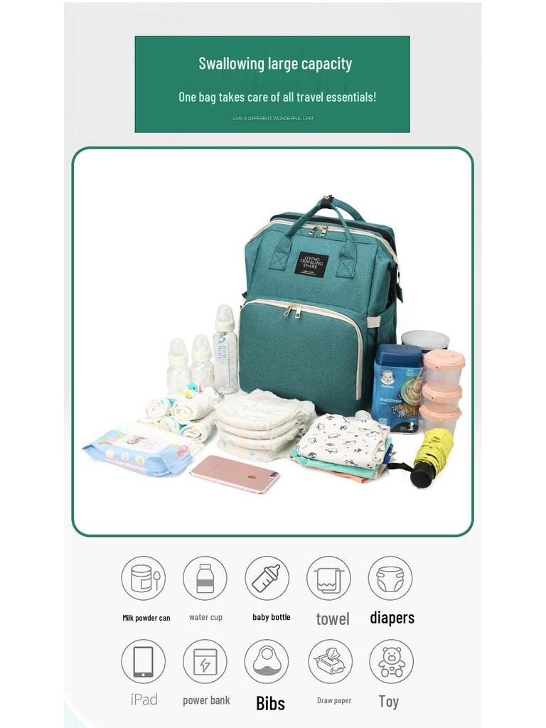 Multifunctional Diaper Backpack & Folding Baby Bed Combo - Stylish 2020 Design for Moms
