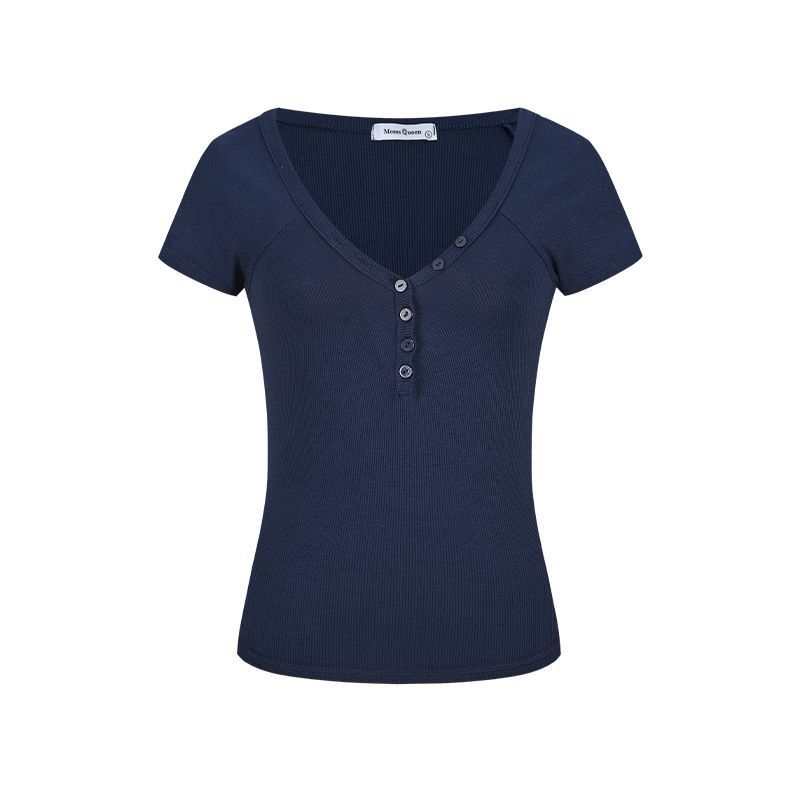 Queen White Vneck Short Sleeve T Shirt For Summer Casual Women