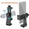 For iPhone 16 Pro Max 360° Tripod Phone Mount 1/4"Screw Mobile Phone Clip Tripod Mount Adapter Adjustable Clip For Samsung Vivo