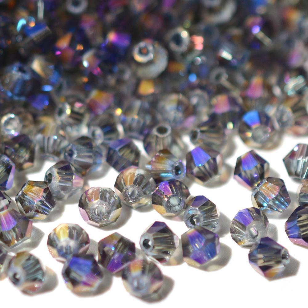 100 штук 4 мм биконических гальванизированных бусин из австрийского хрустального стекла металлических многоцветных для изготовления ювелирных изделий