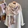 Autumn New Retro Age-reducing Butterfly Printing Scarf Women's Imitation Cashmere Neck Protection Scarf Warm and Thickened Outer Shawl
