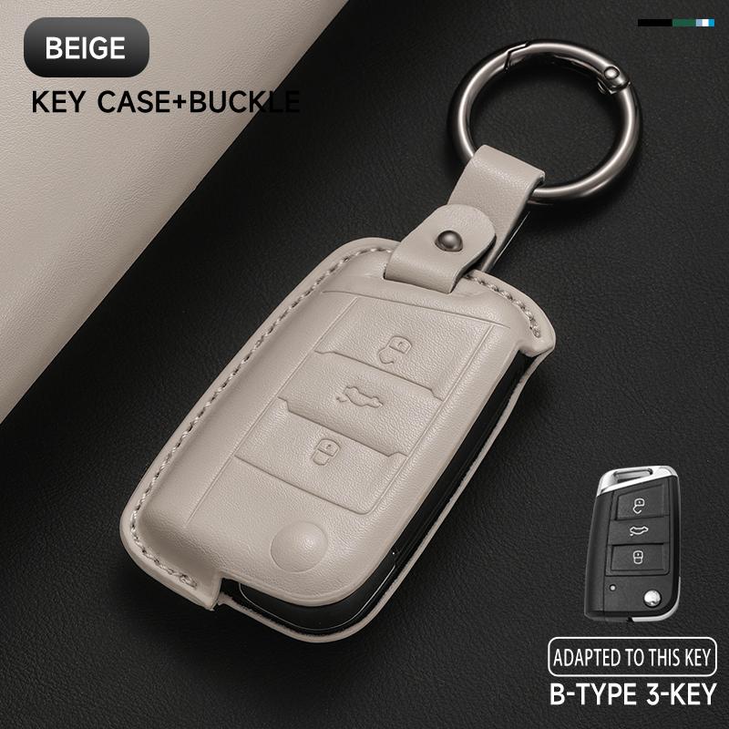 KTDJ9 Leather Car Key Cover Case Protection Shell Keychain For Skoda Octavia A5 kodiaq Fabia Scala Karoq Superb Kamiq Rapid Yeti