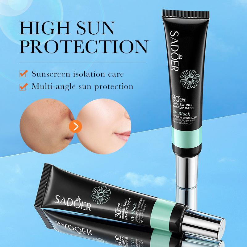 SPF Sunscreen Primer UV Protection Makeup Base Concealing Correcting Non Greasy Face Sunscreen Cream 30g