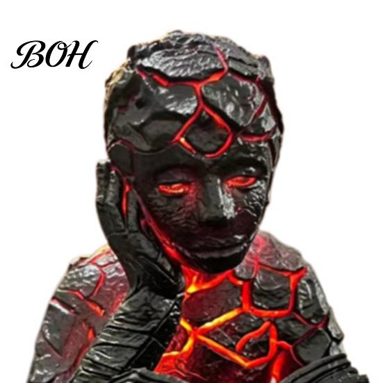 Eye-catching Night Light Cracked Reader Figurine, Lighted Abstract Art Statue, Modern Thinker Artistic Table Ornament Sculpture with LED for Home Desk