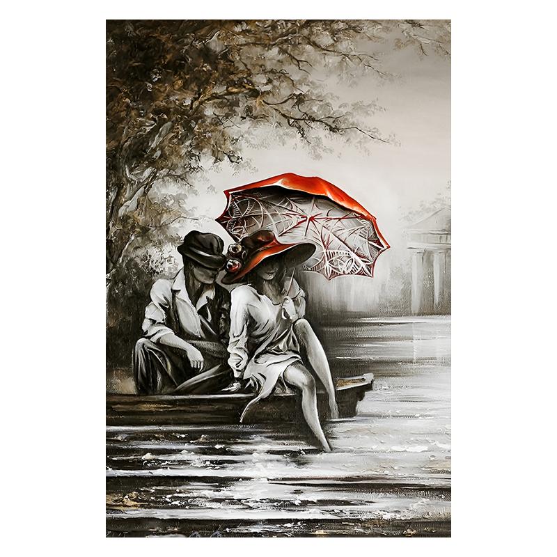 Золотая пара с зонтиком, городской пейзаж, холст, живопись, постеры, принт, абстрактные романтические настенные художественные фотографии для комнаты, домашний декор