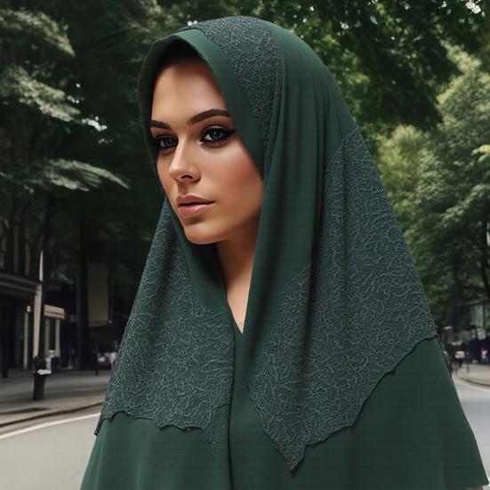 Women Lace Headscarf Hat Solid Color Breathable Turban Hat Chiffon Long Scarf Hat Stretchy Head Wrap