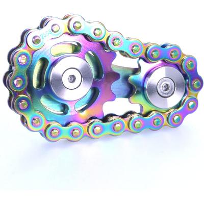 Fidget Spinner, цепной спиннер для велосипеда с двумя передачами, игры для пальцев Figity Spin, прочная механика из металла и нержавеющей стали с гладкими подшипниками