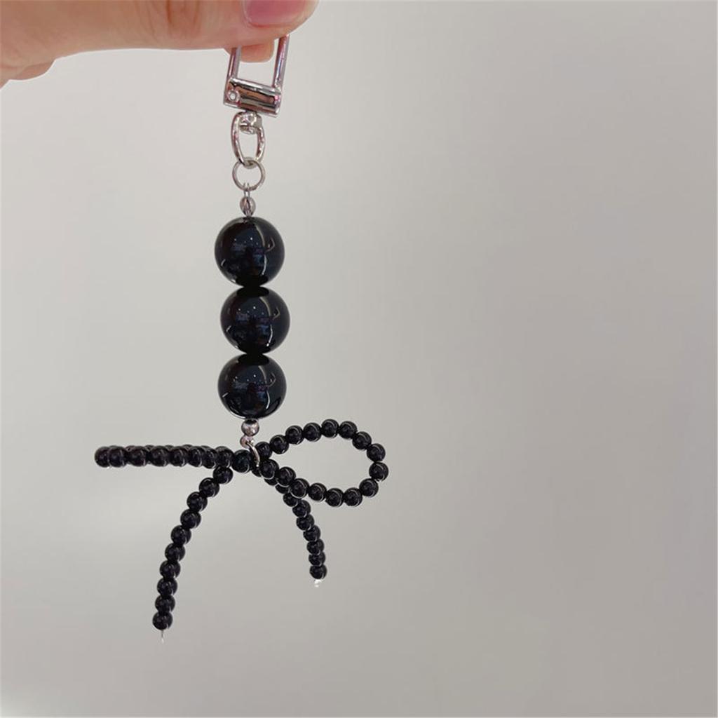 Chic Bowknot Pendant Bead Bag Charm Fashion Bag Pendant Imitation Pearl Material Stylish Bead Keychain for Phone and Key