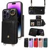 For iPhone 14 Series.for iPhone 14,14 Plus,14 Pro,14 Pro Max Shoulder Strap Rope Ring Bracket Design Card Holder Slots Lichee Pattern Cover Phone Case