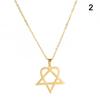 Classic Simple Heartagram Star Heart Stainless Steel Pendant Necklace Jewelry