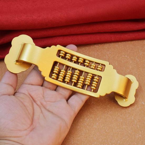 Mini Brass Abacus Ruyi Decoration Vintage Chinese Ruyi Golden Abacus Math Calculating Tool Sculpture Feng Shui Decoration Home Office Desktop Ornament
