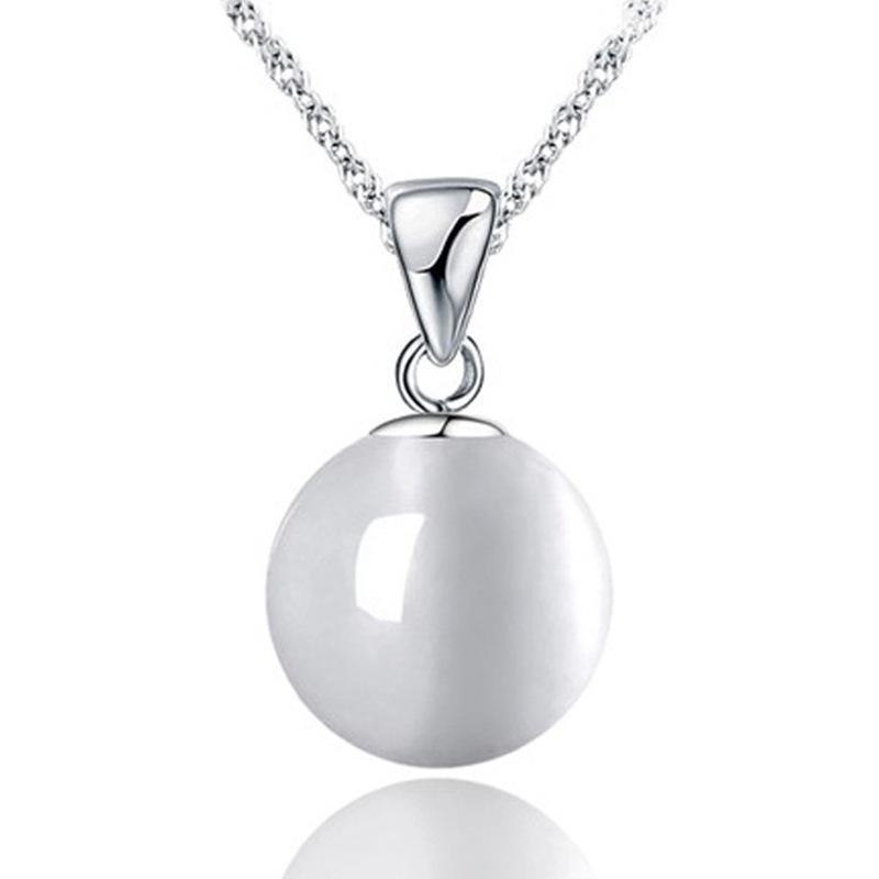 Подвеска из стерлингового серебра 925 пробы с синтетическим опалом, женская минималистичная подвеска из бисера из стерлингового серебра