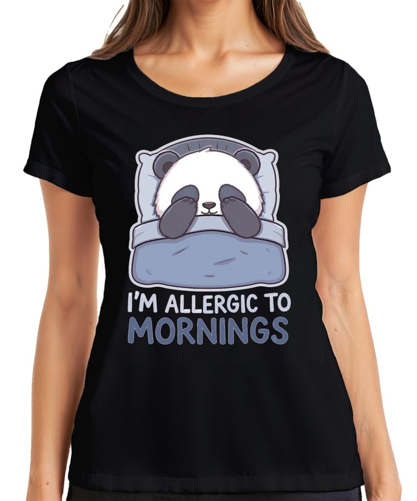 I'm Allergic To Mornings Panda sleeping pillow bed lazy cute Women's T-Shirt