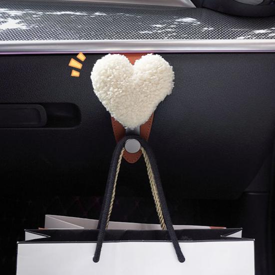 Yousheng Автомобильный крючок Декор в виде сердца Искусственная кожа Сверхпрочный Автомобильный крючок Подвешивание Сумки Ключи Одежда Мелочи Автомобильный органайзер Держатель