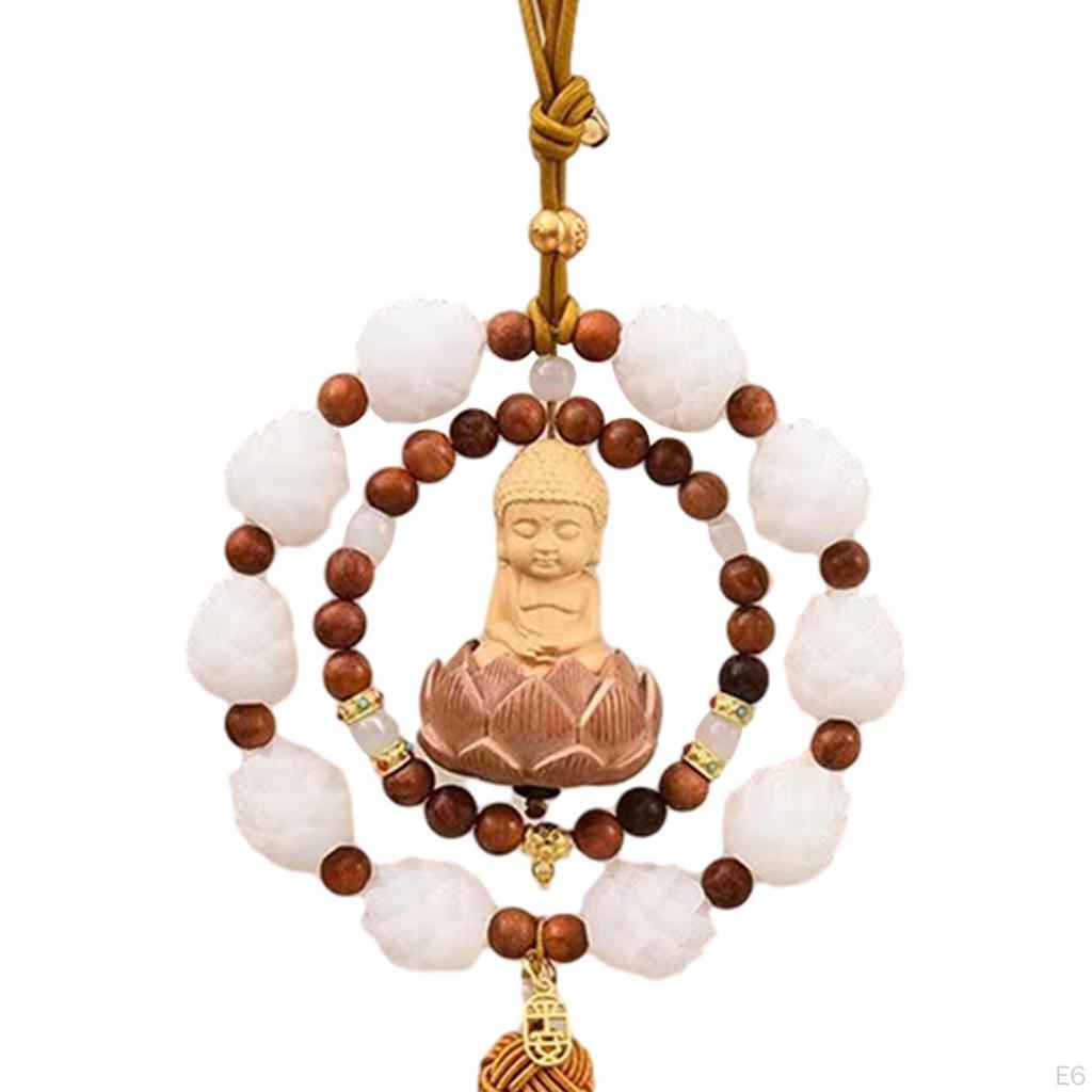 Подвеска Будды для автомобиля, деревянное украшение для фэн-шуй и дизайна интерьера