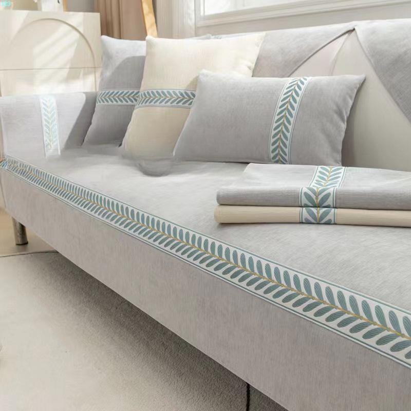Простая подушка для дивана в скандинавском стиле, универсальный нескользящий кожаный чехол для дивана Four Seasons, высококачественный комплект подушек из синели, тканевый чехол