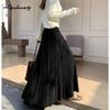 Korean Fashion Autumn Winter Women Skirt High Waist Beige Black Brown Knitting Skirt Warm Feminine Knitted Maxi Long Skirt