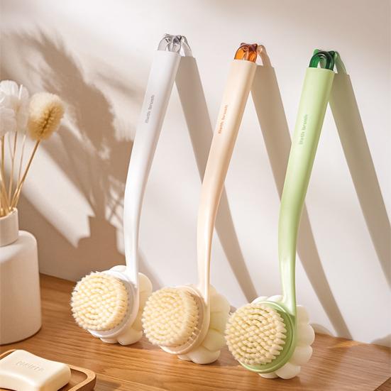 Bath Scrub Brush with Extended Anti-Slip Handle Double-Sided Back Rub Exfoliation Back Scrubber Three-dimensional Massage Brush
