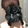 Lace Decorated Hair Accessories Bowknot Flower Decor Mesh Bag Hair Clip Easy To Wear Hair Styling Tool