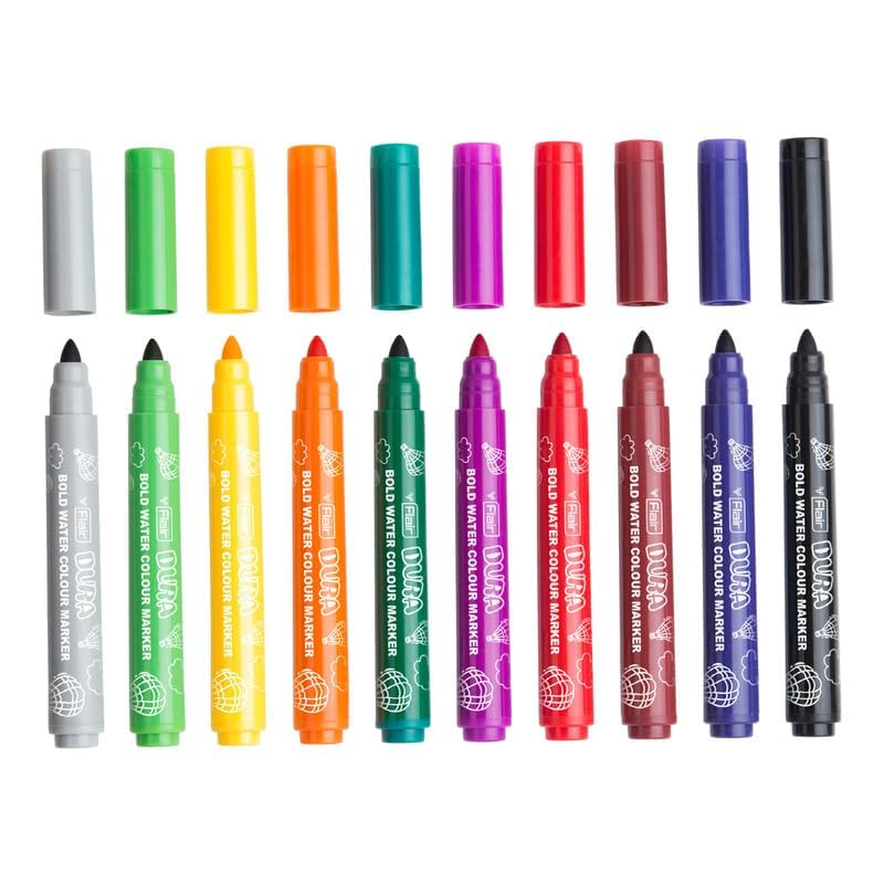 Flair Creative Series Dura Bold Water Color Pens Set Of 1X 10PC Multicolor Bullet Tip For Coloring Drawing And Craft Projects