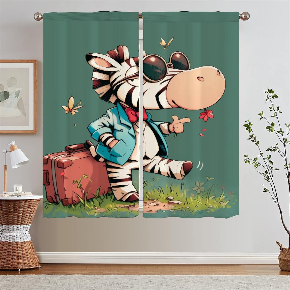 Mr. Zebra Children's Room Curtains for Living Room Curtain Bedroom Curtains 2 Pieces Customs Free Shipping Products Blackout