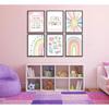6Pcs Pink Boho Sun Rainbow Wall Art Colorful Heart Pattern Poster Prints Girl Power Canvas Pictures for Toddler Nursery Girl Kids Room
