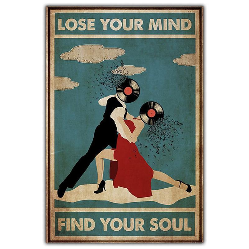 Винтажная абстрактная художественная фигура, холст, живопись, модный настенный художественный плакат, виниловая пластинка, музыкальная танцовщица, гостиная, домашний декор, фреска