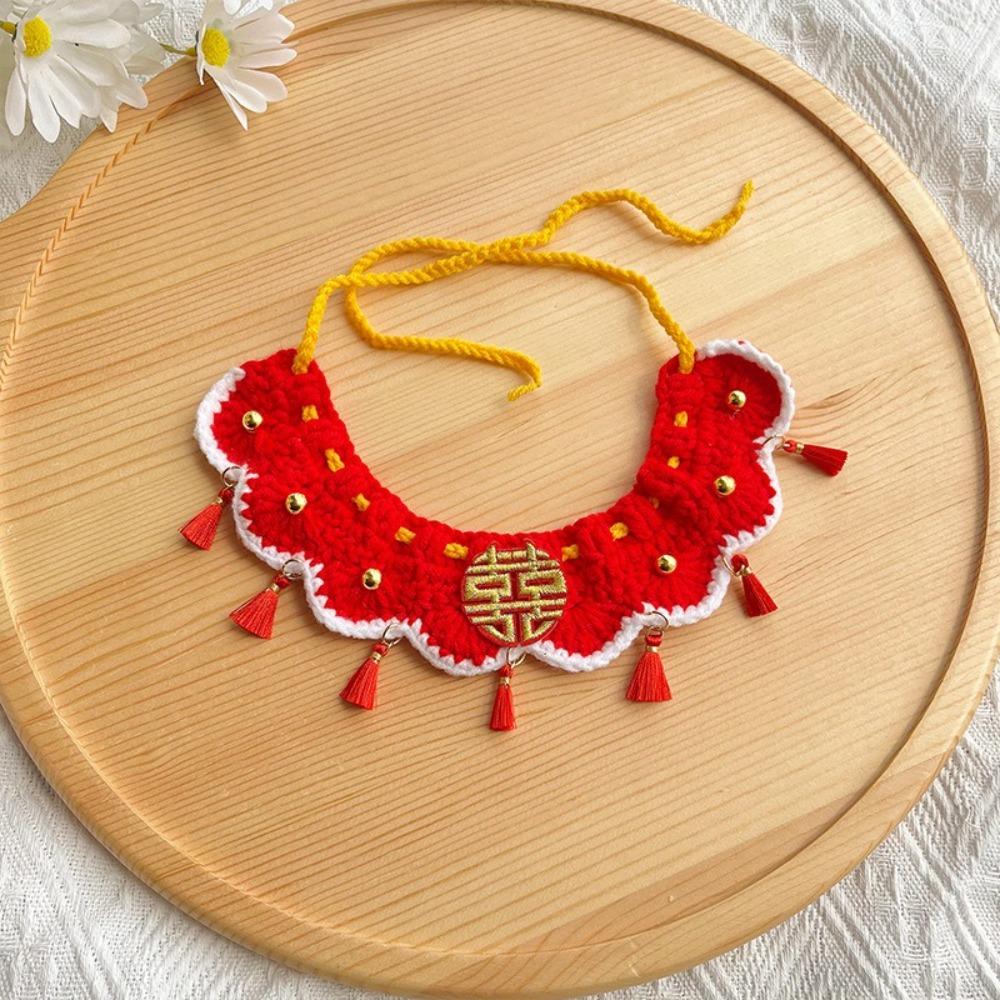 Decorative New Year Pet Collar Lace-up Style Pet Saliva Towel Pet Wedding Items  Take Photos