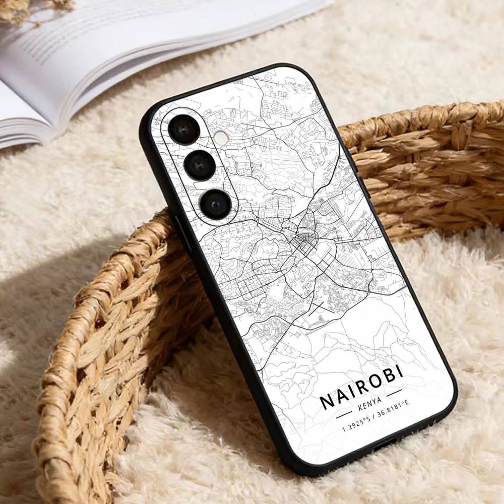Famous City Sketch City Map Phone Case For Samsung Galaxy A91,80,73,72 ,71,53,52,32 ,31,22,21s,20,Soft Black Case