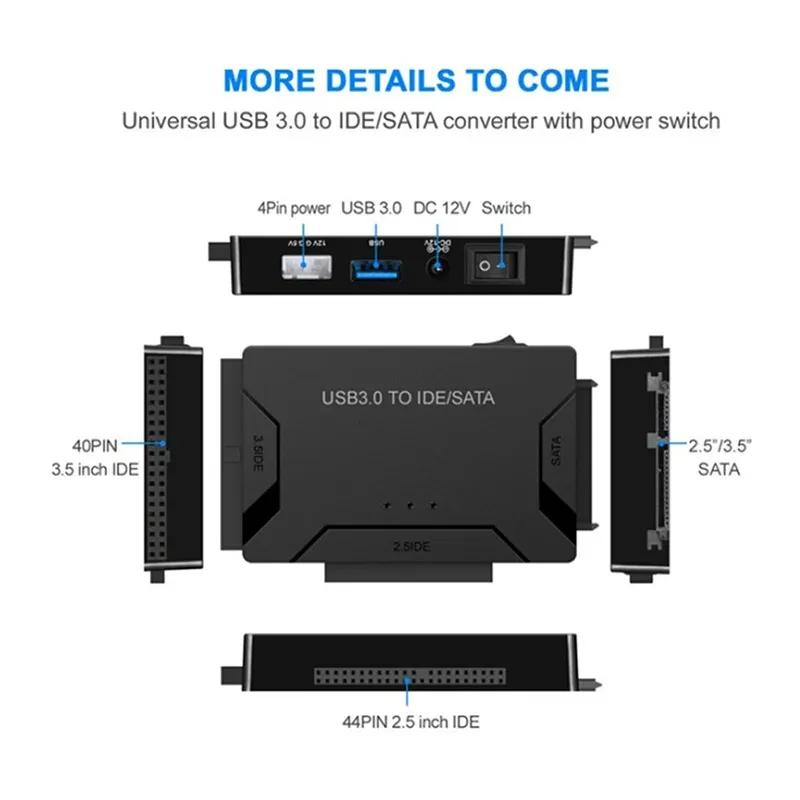 USB 3.0 к SATA IDE Адаптер-конвертер для жесткого диска 3 в 1 IDE SATA Адаптер для 3,5-дюймового и 2,5-дюймового HDD/SSD, CD/DVD ROM