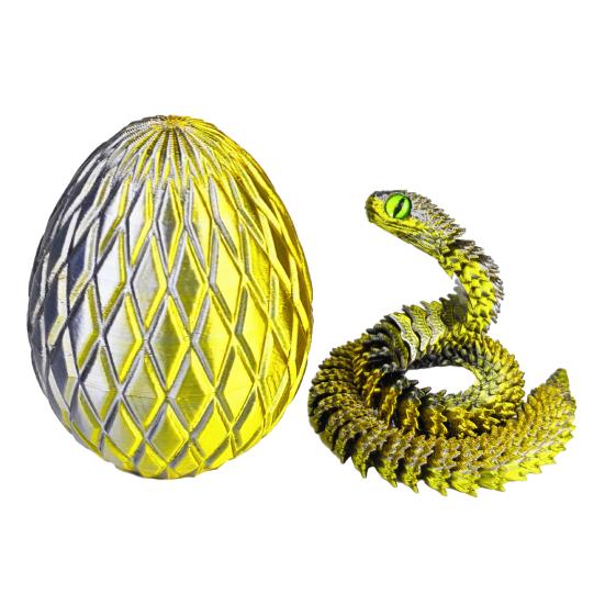 Яйцо змеи с напечатанной на 3D-принтере змеей внутри Подвижные суставы Фигурка змеи Шарнирная змея Настольная игрушка-непоседа Украшение Орнамент