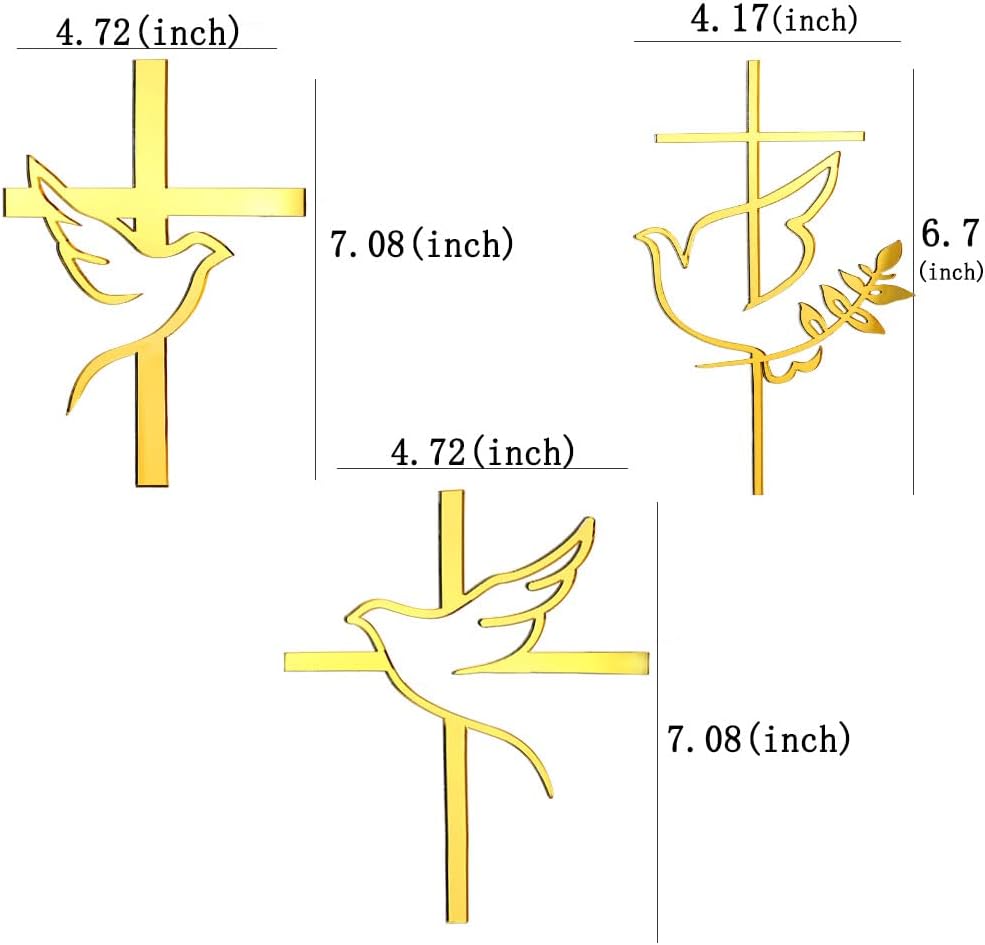 3 шт. Топперы для торта 'Голубь и Крест' Украшения для торта на Первое Причастие Крещение Детский Праздник Топперы для капкейков Декор для торта на День Рождения