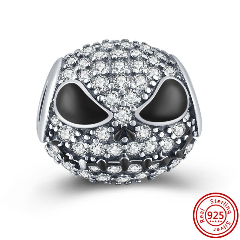 925 Серебряный Шарм Беззубик Мальчик Призрак Демон Летучая Мышь Тыква Черный Кулон Подходит Оригинальный Браслет Женские Ювелирные Изделия Хэллоуин Бусы