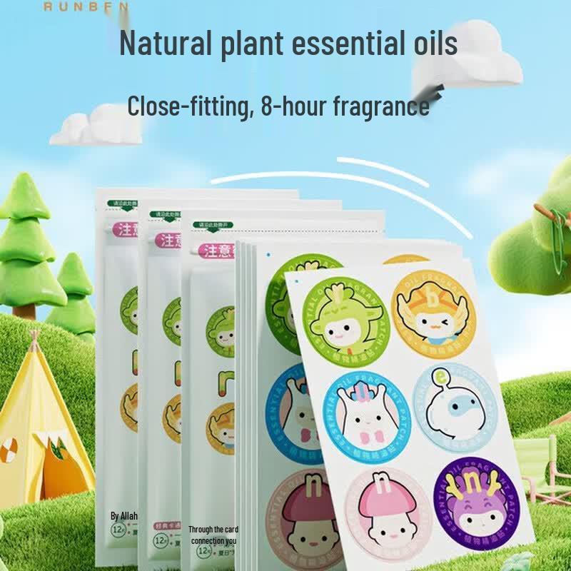RUNBEN Kids' Plant Essential Oil Patches, 12 Pcs